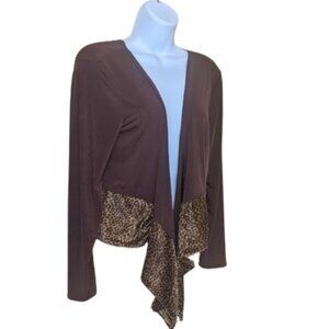 Brown and Animal Print Cardigan Size Medium